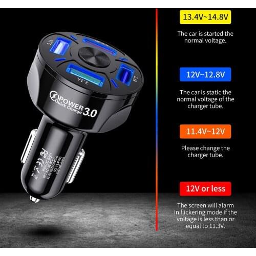 4 Ports USB Car Charger Quick Charge 3.0 Fast Car Cigarette Lighter Splitter For Samsung Huawei Xiaomi iphone Charger