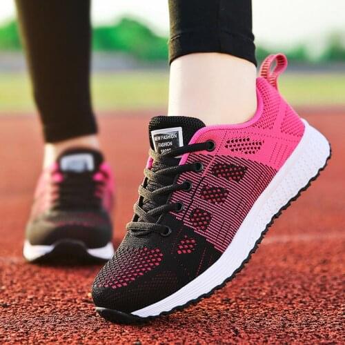 Big Size Summer Non-slip Sneakers Woman Sports Shoes for Women Basket Running Femme Shoes Sport Women 2020 Black Red Flat A-498