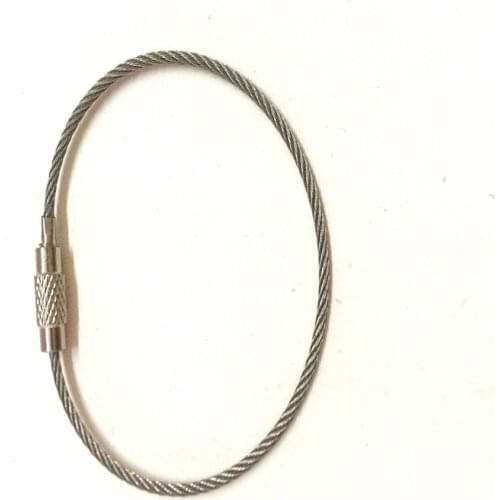 200 X New Car Stainless Steel Wire Keychain wire rope key Chain Holder Cable Key Ring Keyring for Outdoor Hiking