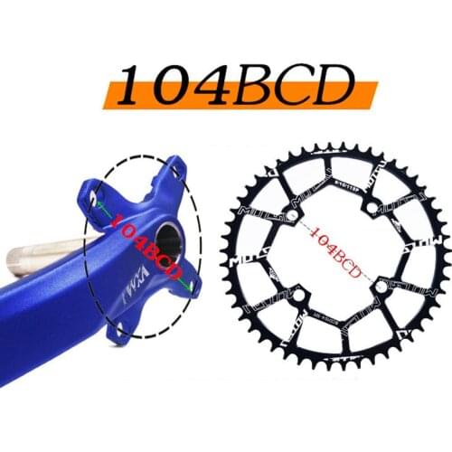 MOTSUV Round 104BCD MTB Bicycle Chainwheel 40/42/44/46/48/50/52T Mountain Bicycle crankset Aluminum Narrow Wide Chainring 104BCD