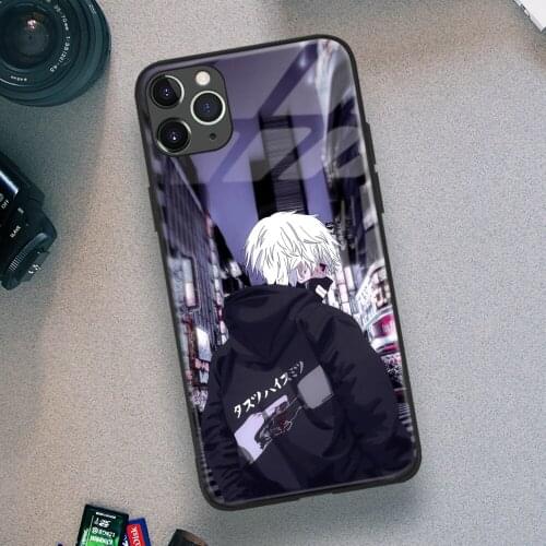 Tokyo Ghoul Ken Kaneki Anime Soft TPU Glass Phone Case for IPhone SE 6s 7 8 Plus X Xr Xs 11 12 Mini Pro Max Samsung