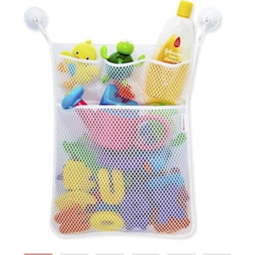 Child Bath Toy Mesh Bag Organiser Net Suction Baskets Kids Baby Bathroom Mesh Bag with Suckers