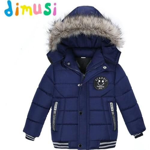 DIMUSI Boy Down Jacket Winter Warm Boys Fur Hooded Both Sides Wear Down Jacket Children Outerwear Kids Jacket 24M-6T,EA041