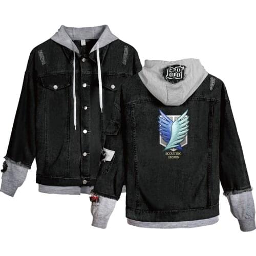 New Streetwear Attack on Titan Denim Jacket Jeans Kpop Hoodie Sweatshirt Anime Eren Jaeger Levi Titans Attack Men Women Jacket