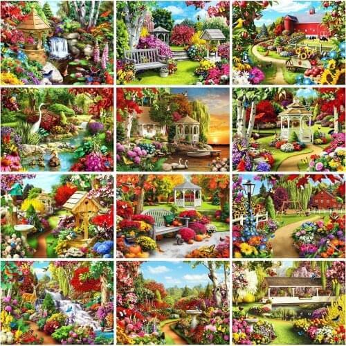 Evershine 5D DIY Diamond Painting Garden Cross Stitch Mosaic Diamond Embroidery Scenery Rhinestones Art Home Decoration