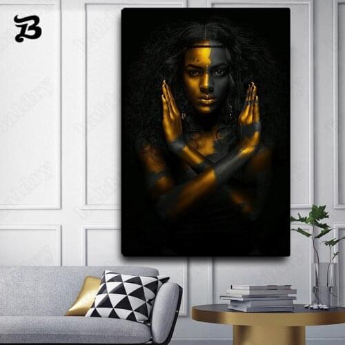Dark-Skinned Woman Canvas Poster Black Figure Painting Mysterious Blonde and Prints Wall Art Pictures for Living Room Home Decor