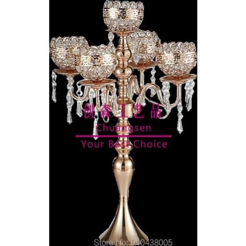 Crystal Candle Holder Wedding Decoration Table Centerpieces Gold Candelabra Birthday Deco Party Flower Vase Flower Holder