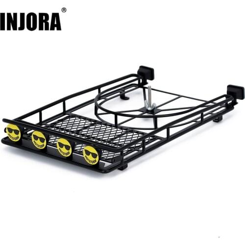 INJORA Metal Roof Rack Luggage Carrier with Smile Face Lights for 1/10 RC Crawler Car Axial SCX10 II 90046 Traxxas TRX4 Bronco