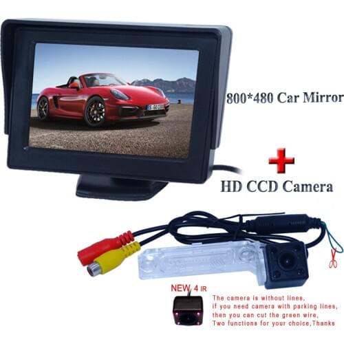 IR Night Vision Car Rear View Camera +4.3 inch TFT Color LCD For Car Mirror Monitor for VW Passat/Sagitar/Touran/MultivanT5/T5