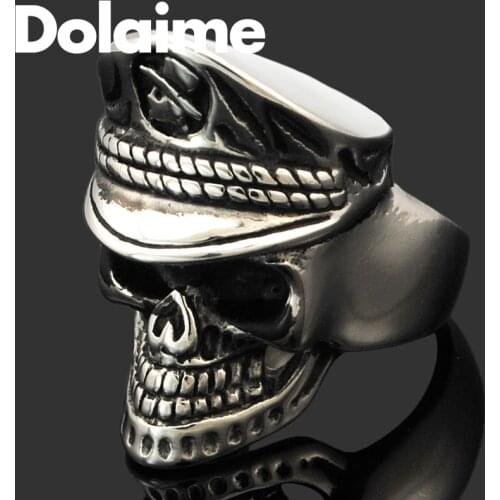 Dolaime Retro Navy Hat Stainless Steel Polishing Ring Punk Rock Biker Skull Ring Mens Jewelry Wholesale Free Shipping,GR409
