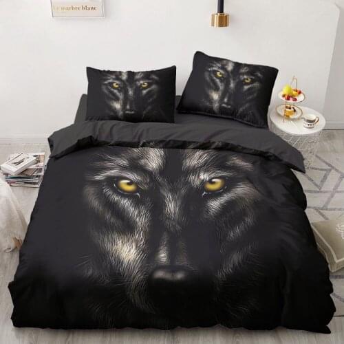 3D Design Wolf Pattern Bedding Set Comforter Shams Duvet Quilt Cover Pillow Shams Sets King Queen Full Single Home Textile