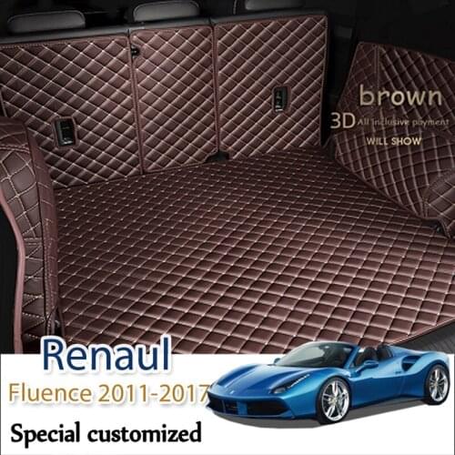 Leather Car Trunk Mat For Renault Fluence 2011-2017 Sedan Cargo Liner Accessories Interior Boot