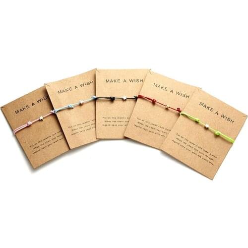 20pcs Fashion Paper Card Bracelets Pentagram Wax Line Woven Adjustable Bracelet Ladies Jewelry C-65