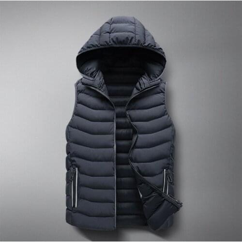 2020 New Casual Vest Jacket Men Winter Warm Hooded Waistcoat Sleeveless Jackets Male Waistcoat Coat