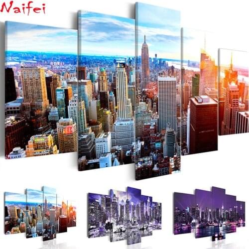 DIY Full drill Diamond Painting City Construction Scenery Embroidery Mosaic Decor Multi-picture Combination Cross stitch kit