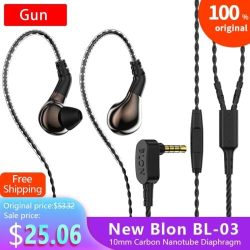 AK BLON-03 BL-03 BL03 New Color 10mm Carbon Diaphragm Dynamic Driver In Ear Earphone HIFI DJ Sport Earphone Earbuds