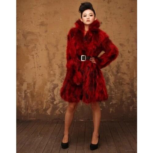 New Arrivals Genuine Raccoon Fur Coat Women Plus Size Long Design Fur Jacket Outerwear Free Shipping Wholesale Retail J456