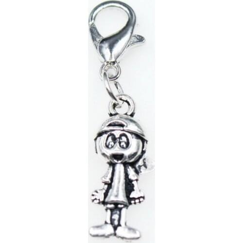 New 20pcs Little Girl Alloy Dangle Charms Lobster Clasp Hanging Charms DIY Bracelet Bangle Jewelry Accessory Charms