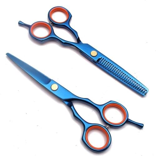 5.5" 16cm Stainless Blue Customize Logo Straight Scissors Thinning Shears Pet Scissors Animal Shears Dog Grooming Scissors C1004