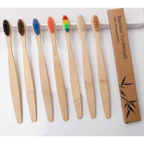 Wholesale 500PCS Environmentally Wood Toothbrush Soft bristles Novelty Bamboo Tooth Brush Bamboo Fibre Wooden Handle