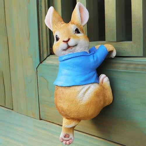 Creative Outdoor Garden Courtyard Cute Cartoon Animal Rabbit Pendant American Country Resin Crafts Art