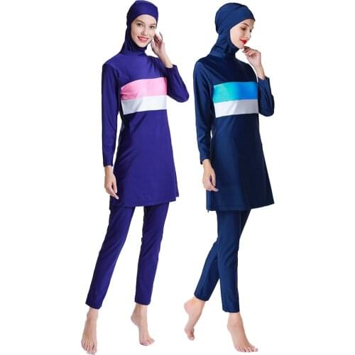 PEIFU 2020 Plus Size Muslim Swimwear Women Modest Patchwork Full Cover Short Sleeve Swimsuit Islamic Hijab Islam Burkinis