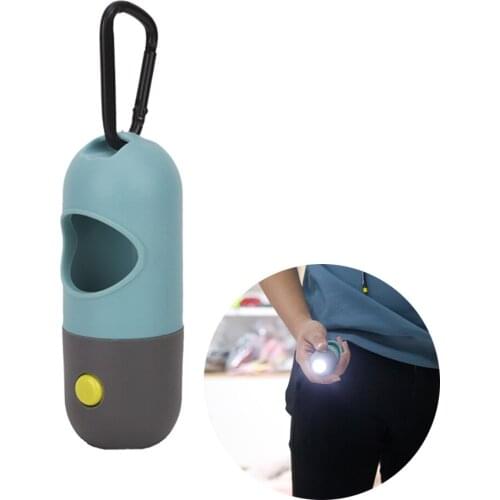 Pet Waste Bag Dispenser For Dog Portable LED Light Waste Bag Holder Degradable Dog Poop Bags For Pet Leash Outdoor Travel