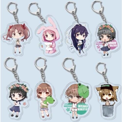 Toaru Majutsu no Index Misaka Mikoto Anime Acrylic Pendant Figure Keychain Keyring Collection Model Toy Gifts Cosplay