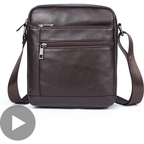Vintage Cross Body Men Shoulder Genuine Leather Bag Crossbody Messenger Handbag Male Small Bolsas For Hit Side Brown 2020 Office