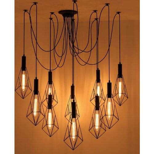 Vintage Spider Pendant Lights Luminaire Lamp Loft E27 Industrial Lighting Retro Loft Hanging Suspension Fixtures Home 110v 220v