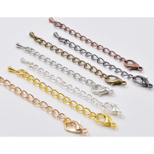 20pcs 50/70mm Colorful Lobster Clasps Connector with Droplets Extended Extension Tail Chain for DIY Jewelry Making Findings