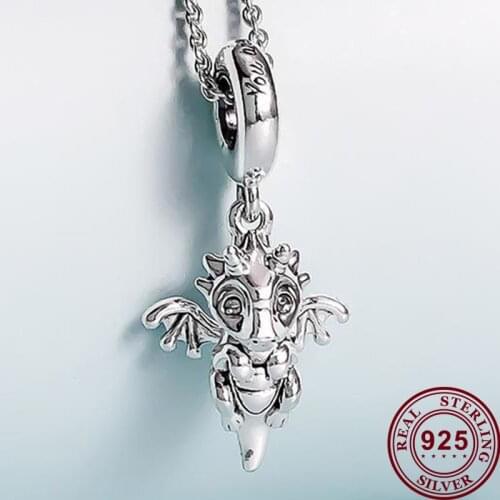 100% 925 Sterling Silver Charm New Magic Flying Dragon Pendant Fit Pandora Women Bracelet & Necklace Diy Jewelry