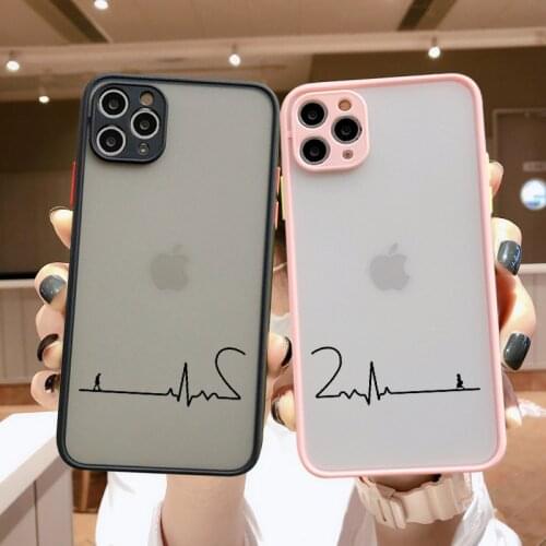 Electrocardiogram with love Couple ECG Phone Case For iPhone 12 11Pro Max Mini 7 Plus 6S 7 8 Plus X Xs max Xr SE 2020 Hard Cover
