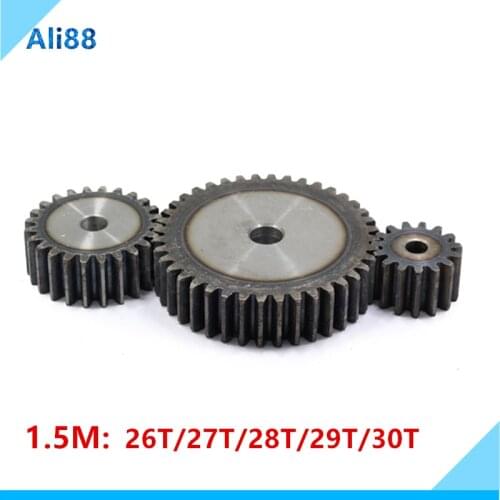 1pcs 1.5 Mold 26T-30T Cylindrical gear 45# steel spur gear transmission pinion straight gear is gear 15 mm thickness