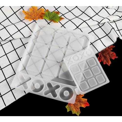 1Pcs Tic Tac Toe Game Silicone Casting Mold Children Puzzle Games Epoxy Resin Moulds For DIY Handmade Games Mold Making Tools