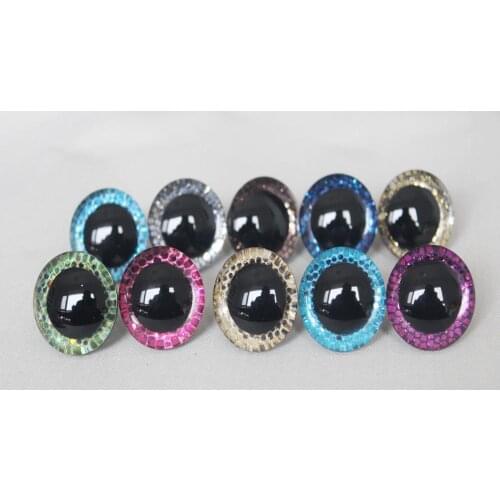 20pcs/lot SP--new design 14mm 16mm 18mm 20MM 24MM 30MM clear3D plastic safety toy eyes + glitter Nonwovens + washer