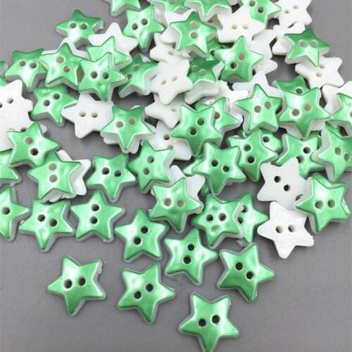 DIY 200pcs Resin Green Star Sewing Buttons scrapbooking decoration 13mm
