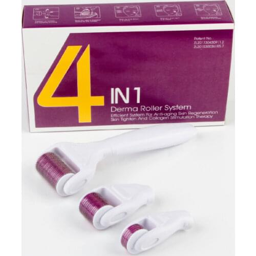 4 in1 Derma roller Titanium Micro Needle DRS Derma Roller With 3 head(1200+720+300 needles) Dermatology Therapy for acne removal