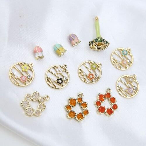 6pcs new design Statement Tulip Vintage Drop Earrings For Women Pendant Round Sun Flower Earrings Girls Diy Jewelry Accessories