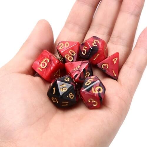7pcs/set Acrylic Dice Set Different Shapes Digital Dice for RPG MTG DND Board Game Role Playing Games