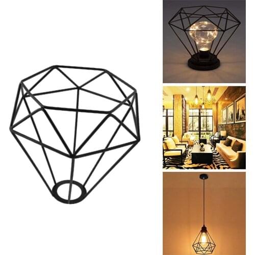 Lampshade, Chandelier Lampshade Diamond Shape Cage Lampshade Retro Metal Bird Cage Pear Guard Light Lamp Holder
