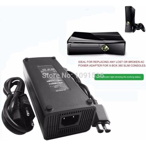 AC 100-240V Adapter Power Supply Charger EU/US/UK Plug Cable for XBOX 360 Slim Replacement Charger With LED Indicator Light