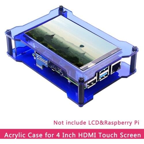Acrylic Case for Raspberry Pi 4 Inch Touch Screen LCD Blue Tawny Transparent Shell for Raspberry Pi 4 Model B