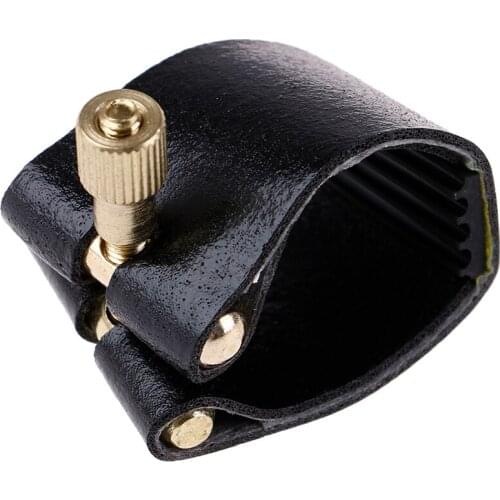 Black Artificial Leather Alto Sax Ligatures Fastener For Alto Sax Saxophone Rubber Mouthpiece Artificial Leather Sax Parts NEW