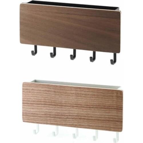 Wood Decorative Wall Hanging Shelf Key Rack Sundries Storage Box Organizer