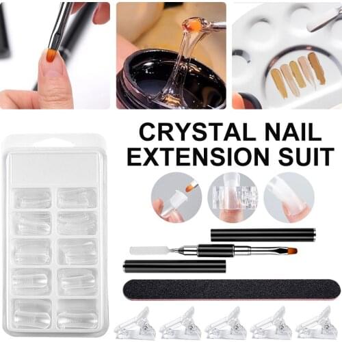 Dual-ended Gel Extension Nail Brush Gel Nail Kits Tool with Nail Tips File Manicure Tool for UV Gel Nail Extension