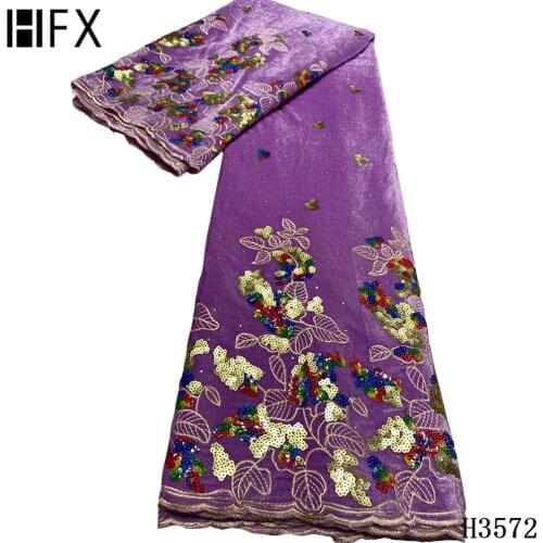 HFX New Fashion Lace Fabric Velvet Lace 2020 High Quality Nigerian Lace Velvet LaceWoth Sequins For Dubai Wedding Party Dress