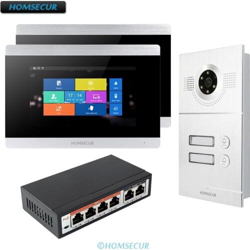 HOMSECUR 7" Wired PoE WIFI Video Door Phone Intercom System+Recording & Snapshot BC121IP-2S/3S/4S+BM715IP-S