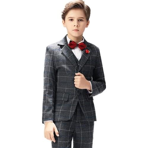 Good Quality Spring Autumn Formal Childrens Dress Suit Flower Boy Wedding Party Performance Costume Kid Boys School Blazer New