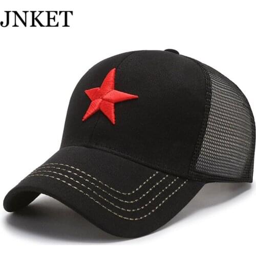 JNKET New Red Star Embroidery Baseball Cap Men Trucker Hat Outdoor Sports Cap Mesh Hat Gorras Baseball Casquette